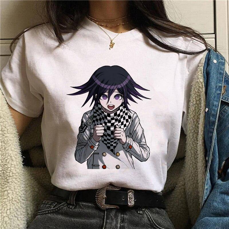 

Янпан Аниме Kokichi Ома футболку с печатью женщин Мода Правда и ложь Игра Смешные Графический Ти Рубашка Случайные Короткие рукава Топы