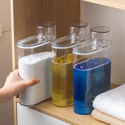 Transparent Fabric Detergent Dispenser Powder Liquid Washing Laundry Room Organization Washing Liquid Jar Container Rectangle