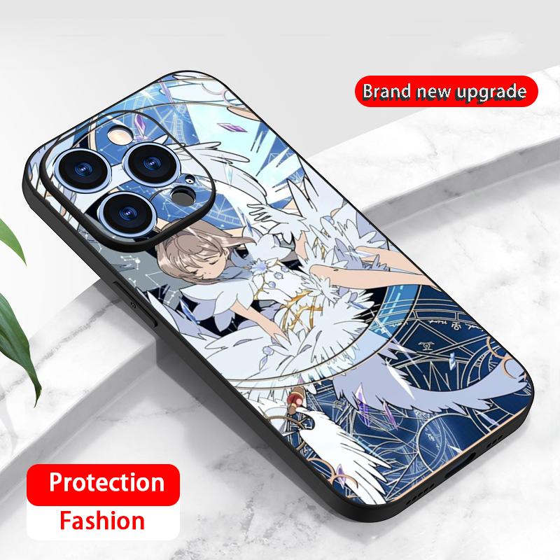 

Классический японский стиль девушка сакура Y2K Чехол для телефона Для iPhone 17 16 16e 15 14 13 12 Plus Mini Pro Max Мягкий черный Ударопрочный чехол iPhone 14 Pro