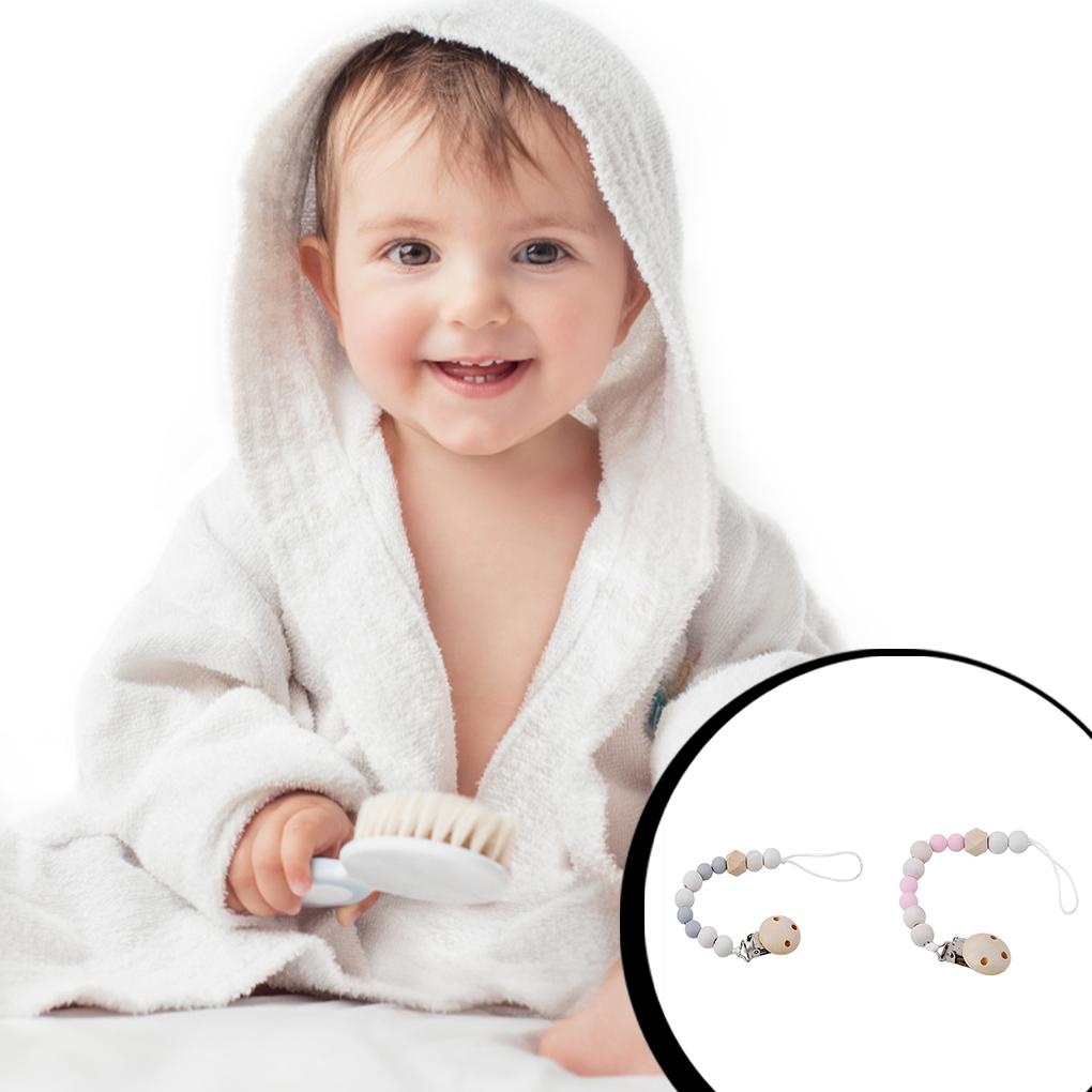 Silicone Clip Chain Smooth Wooden Clip Heads Easy To And Clean Silicone Beads Baby Clip