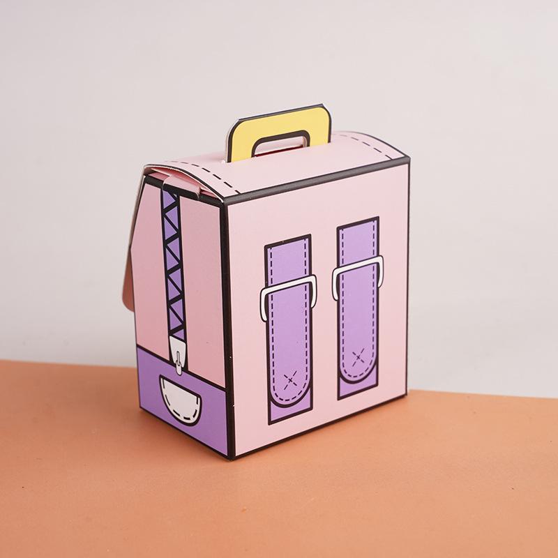 Paper Cartoon School Bag Gift Box Candy Box Children'S Day Birthday Gift Play House Doll House Small Carton