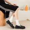Female Spring and Summer Simple Pure Color Fungus Edge College Wind Breathable Tube Cotton Socks