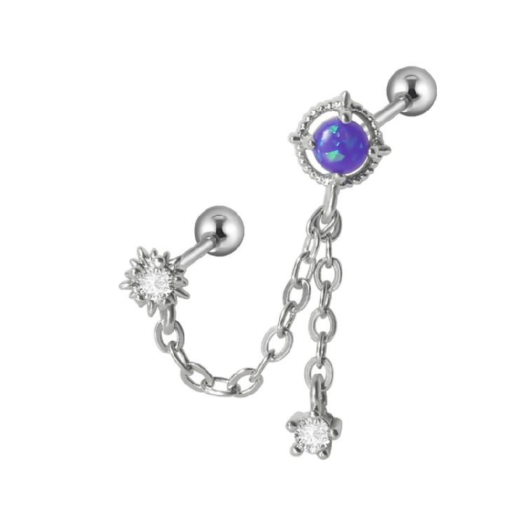 

Delicate Zircon Tragus Helix Ear Lobe Stud Chain Link Earring Accessory for Her
