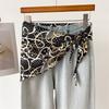 Leopard print chain simulated silk double-layer printed waist-tied triangle scarf sun protection shawl neckerchief women's scarf