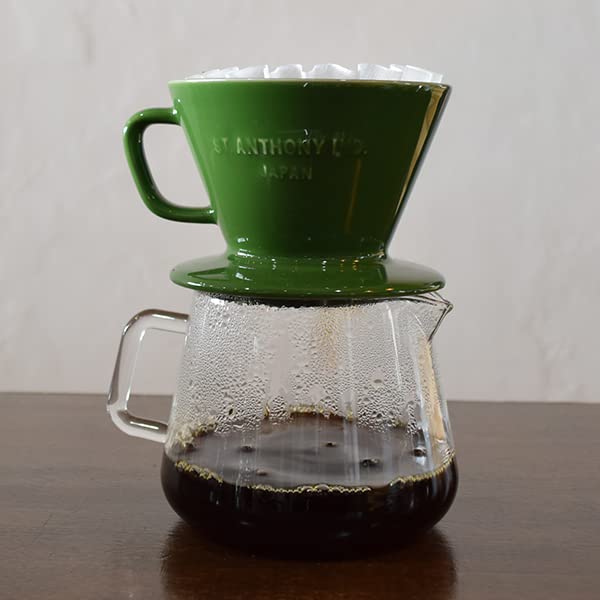 St. Anthony Coffee Dripper F70 Green, Ceramic, Hasami Ware, Made In Japan, 2-3 Cups