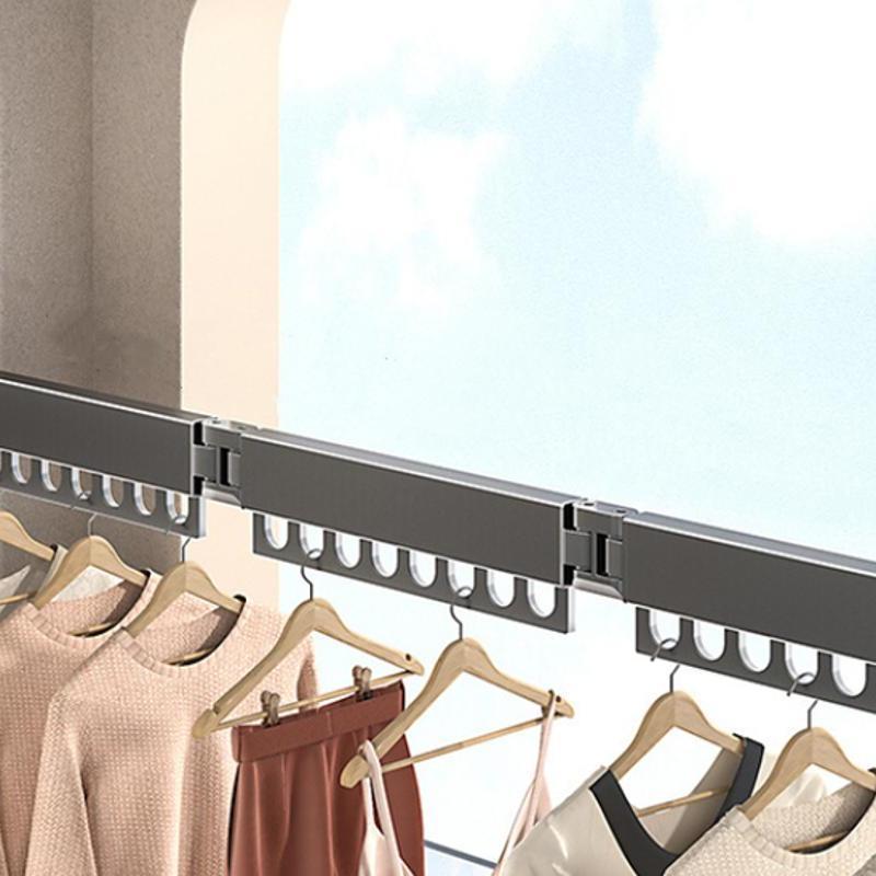 Wall Mounted Foldable Metal Clothes Drying Rack Window Retractable Clothes Drying Rack Home Balcony Folding Clothes Drying Rack серый