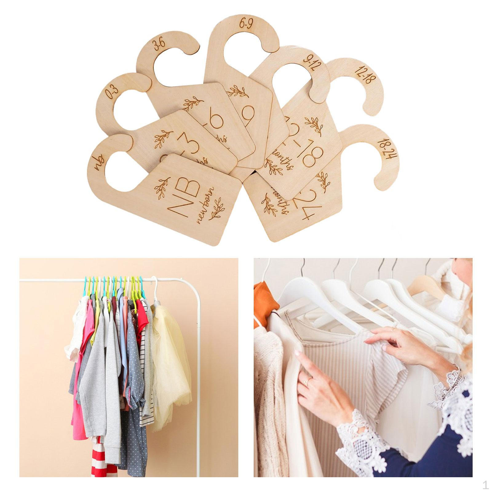 

7 Pieces Baby Closet Size Dividers Wood Nursery for Clothes