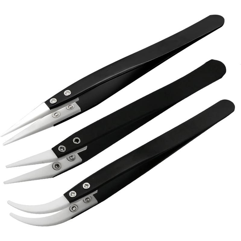 

3 шт./компл., тонкие заостренные кончики, термокерамические пинцеты из нержавеющей стали, устойчивый пинцет