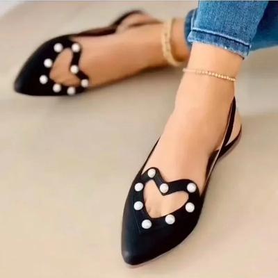 Women Plus Size British Love Heart Skeleton Flat Shoes Sexy Pointed Toe Rhinestones Slip On Flat Casual Shoes Zapatos Mujer