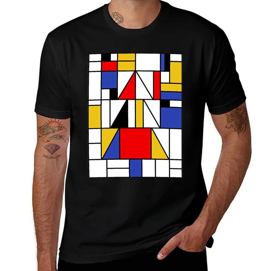 Mondrian Christmas Tshirt Casual Lightweight Short Sleeve Top