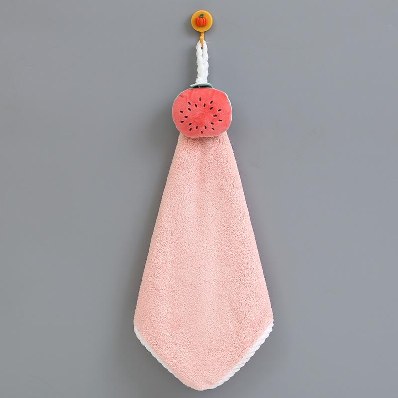 Cute and Fun Hanging Coral Fleece Baby Hand Towel Children's Water-absorbing and Quick-drying Cartoon Square Towel