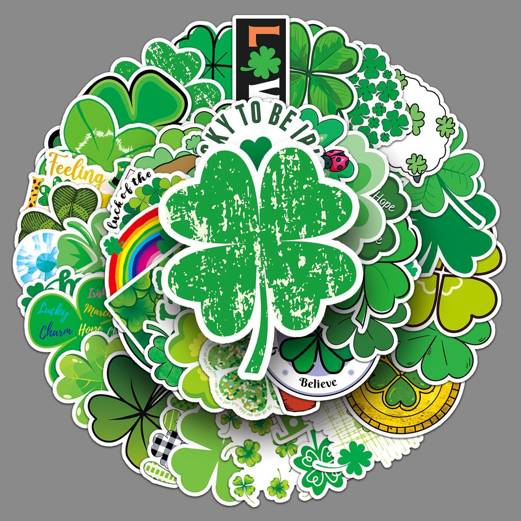 50 Klee-Doodle-Aufkleber Cartoon Glückspflanzen-Aufkleber DIY Skateboard Koffer Aufkleber Wasserdicht