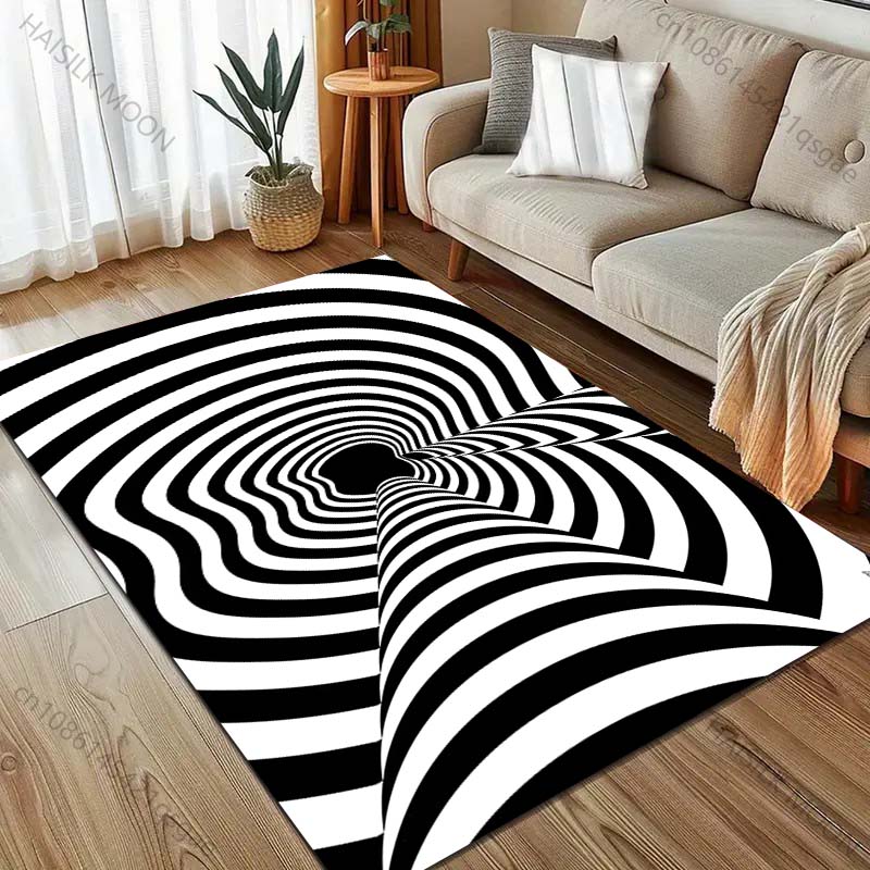 3D Optical Illusion Printing Carpet for Living Room Bedroom Sofa Doormat Home Decor Area Rugged Non-slip Floor Mat Large Size