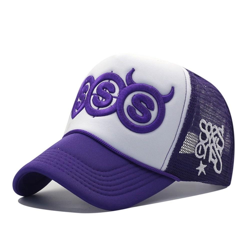 Devil Horn Design SSS Devil Horn Cap Embroidery Style Embroidery Hip-Hop Cap Mesh Panels Adjustable Back Mesh Cap
