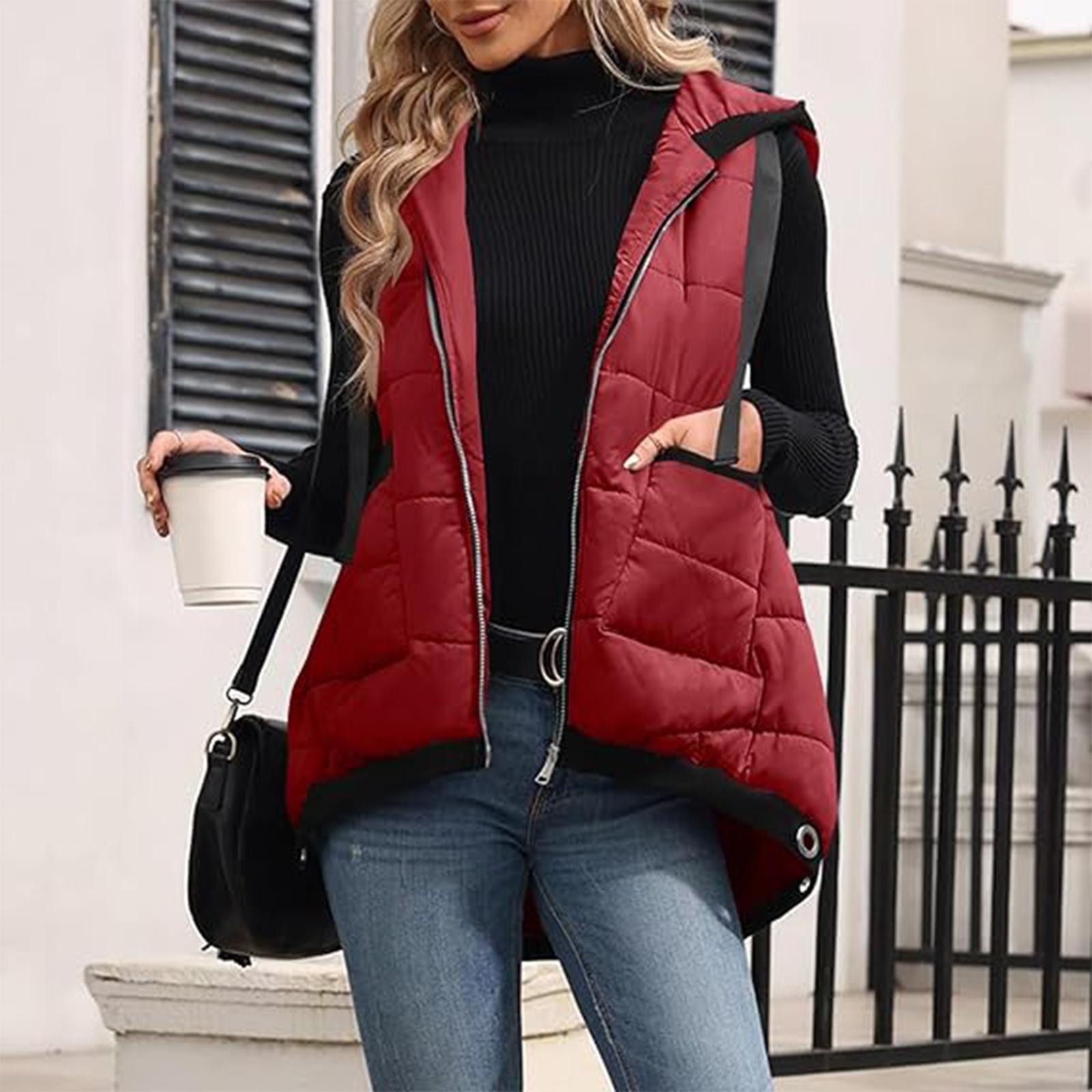 

Women s Casual Fashionable And Comfortable Jacket With Zipper And Hooded Casual Vest Coat XXL