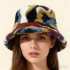 Autumn Winter Panama Hat Women Faux Fur Fisherman Hat Zebra Print Plush Velvet Outdoor Warm Panama Hat Fisherman Hat Female