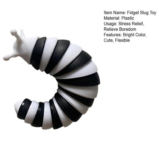 Fidget Slug Toy Colorful Cute 3D Articulated Stim Toy Wrist Strength Exercise Stress Relief Funny Sensory Squeezing Slug Toy Decompression Toy Boys