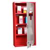 Gabinete de Medicina de Acero Rojo Montado en Pared con 3 Estantes + Puerta de Cristal de Seguridad con Cerradura 60 cm(H)