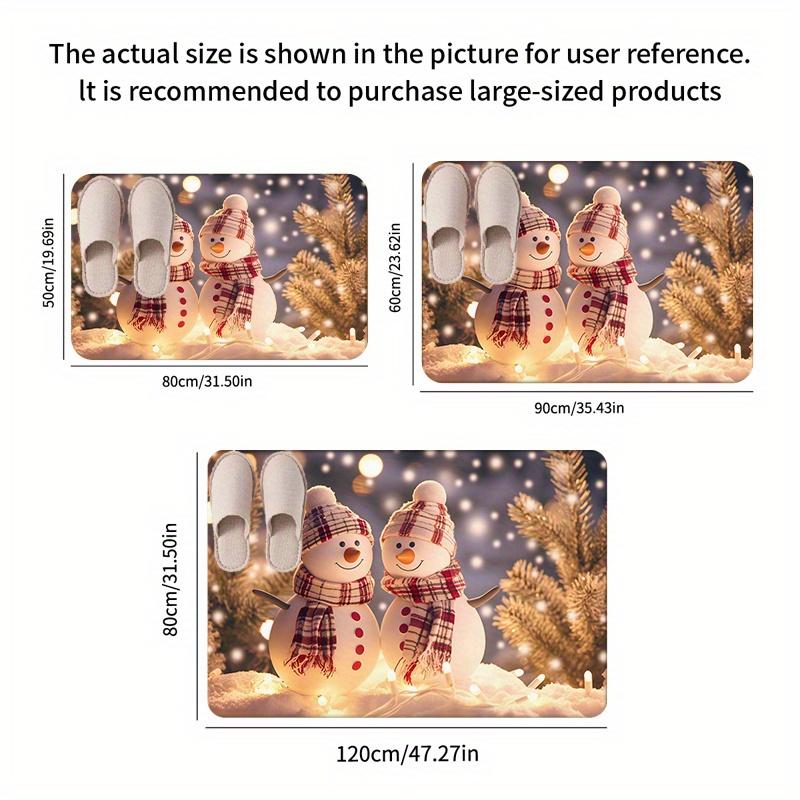 [Cozy Charm] Cozy Christmas Snowman Print Doormat - 0.47inch Thick Flannel, Non-Slip & Machine Washable, Festive Holiday Decor F