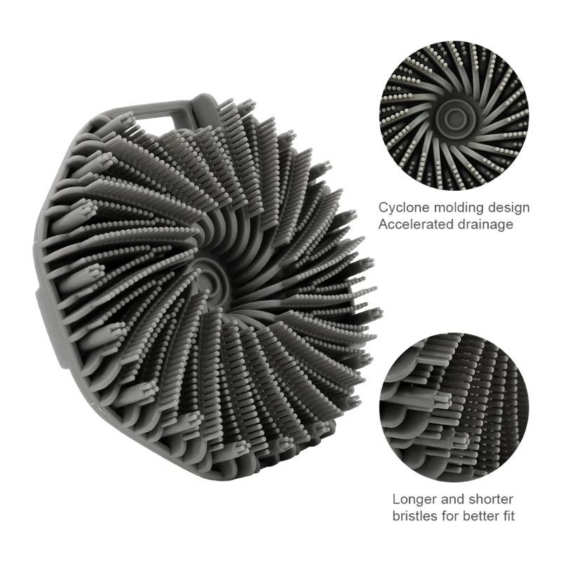 1 st Polygonal Silikonbadborste Djup Exfoliering och Skrubbning Massageborste Silikon Kroppsskrubbare Badrumsbadverktyg