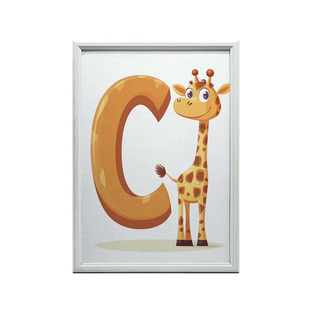 Plakat Żyrafa Z Literą C Plakat Żyrafa Z Literą C, 50X70 Cm, Bez Ramy, Płótno Premium Na Blejtramie