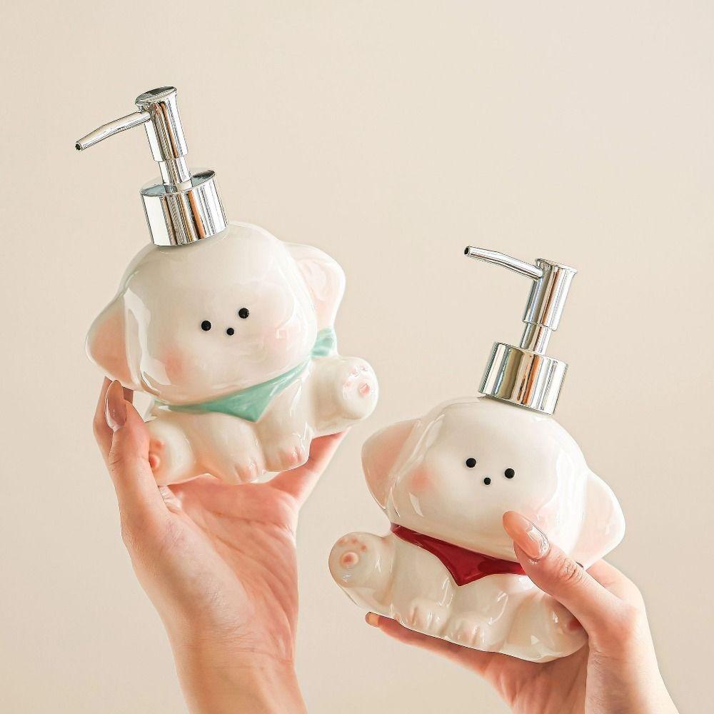 Ceramic Dog Shape Lotion Bottle Press Pump Shower Gel Separate Bottles Shampoo Bottle  Kitchen