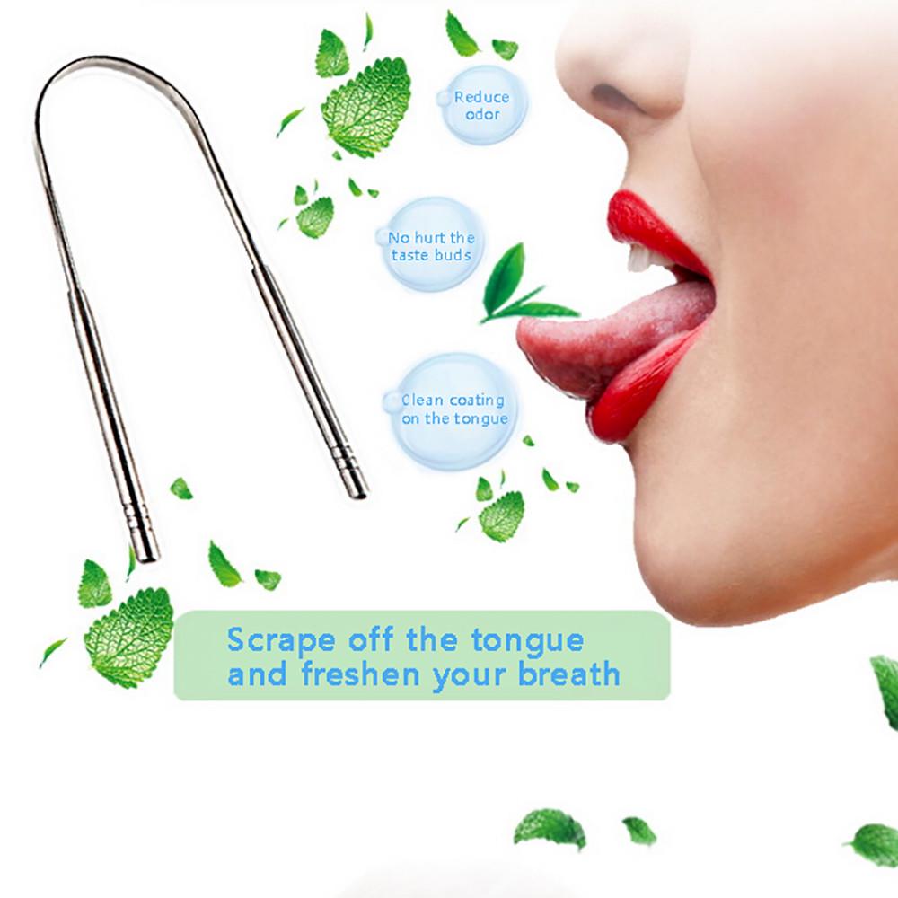 Tongue Craper Tongue Coating Cleaner Bad Breath Stainless Steel Oral Care Tools