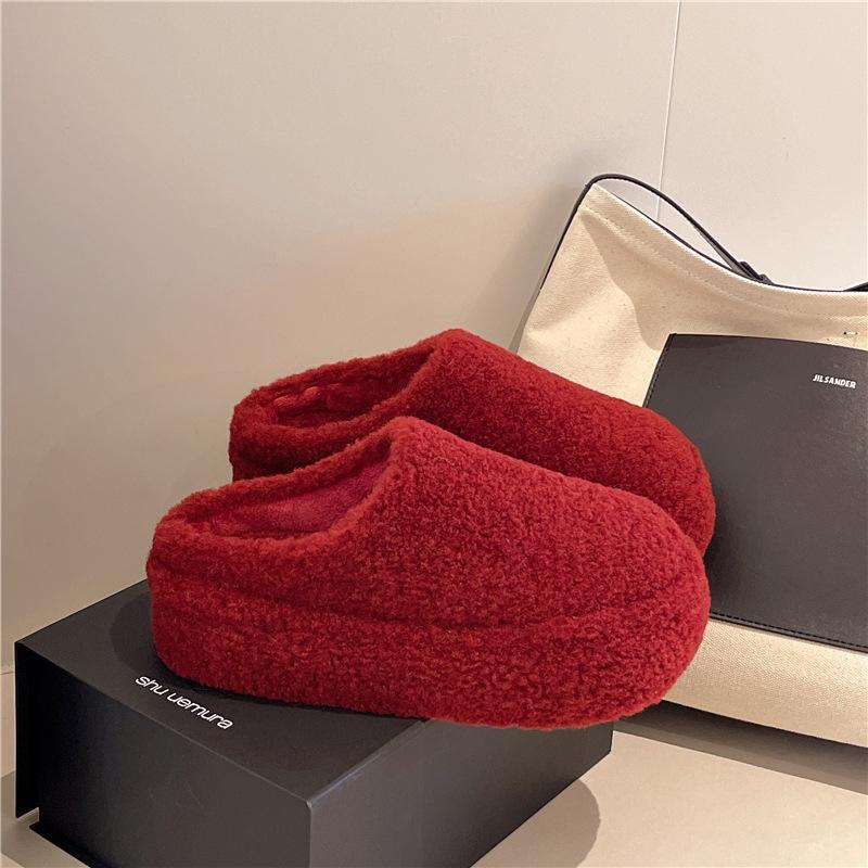 Fashion and Beauty Baotou Mao Mao Slippers Women's Outer Wear Sense 2025 New Autumn and Winter Thick Bottom Home Warm Cotton Mop