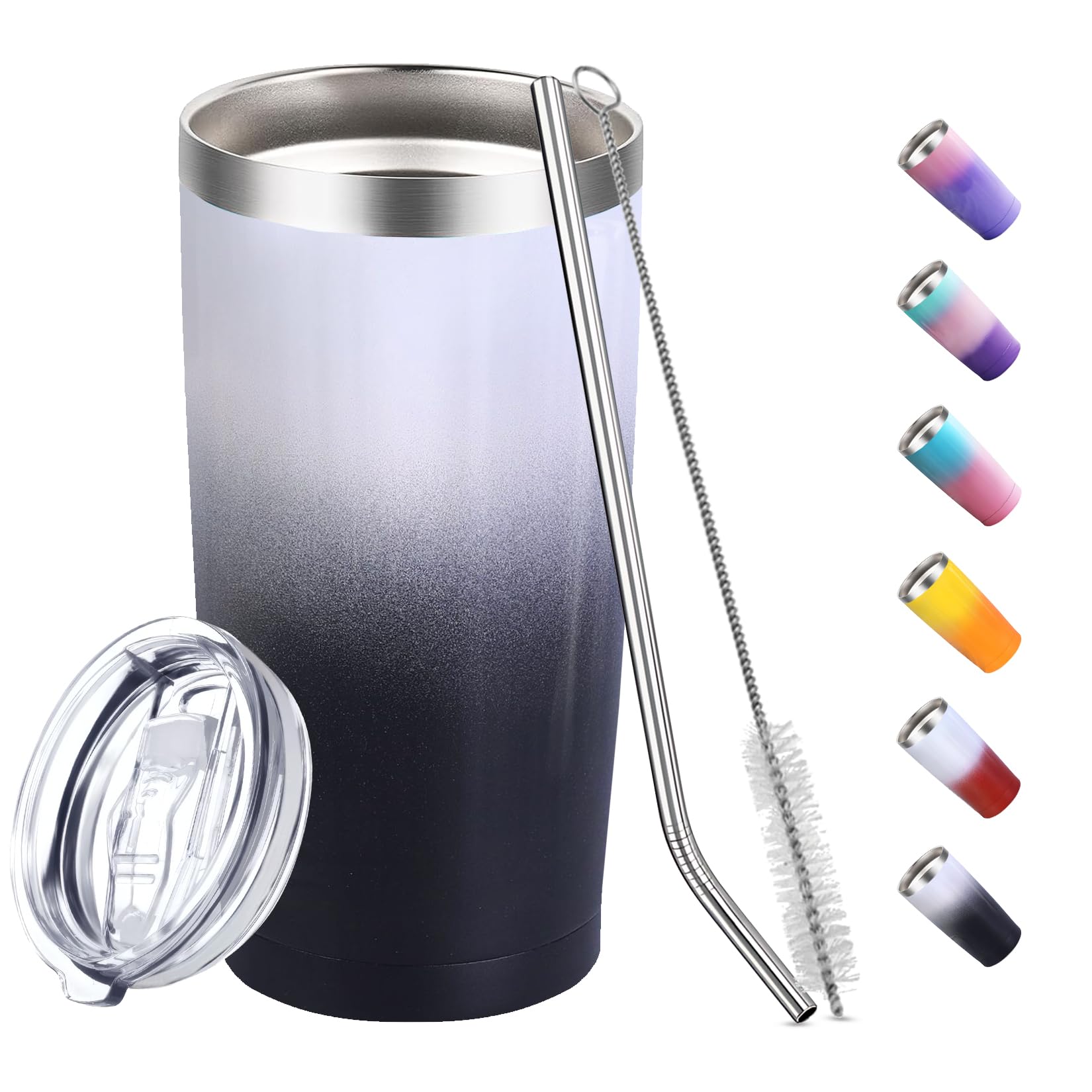 

Spill-proof tumbler, vacuum insulated, keeps hot or cold drinks hot, with straw, lid, stainless steel bottle, wide mouth, direct drinking,