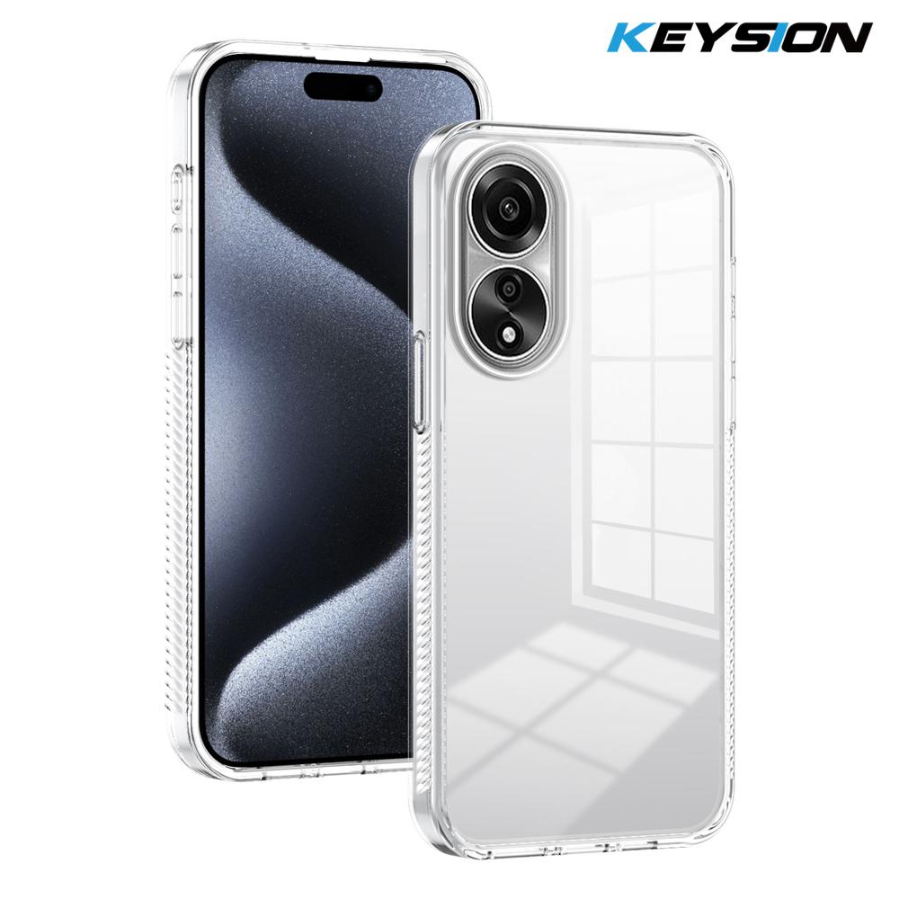 

KEYSION Прозрачный чехол для OPPO A78 A58 A38 A18 Мягкий ТПУ+ПК Противоскользящий HD Прозрачный Ударопрочный Чехол для телефона для OPPO A17 A17K for OPPO A17K чистый