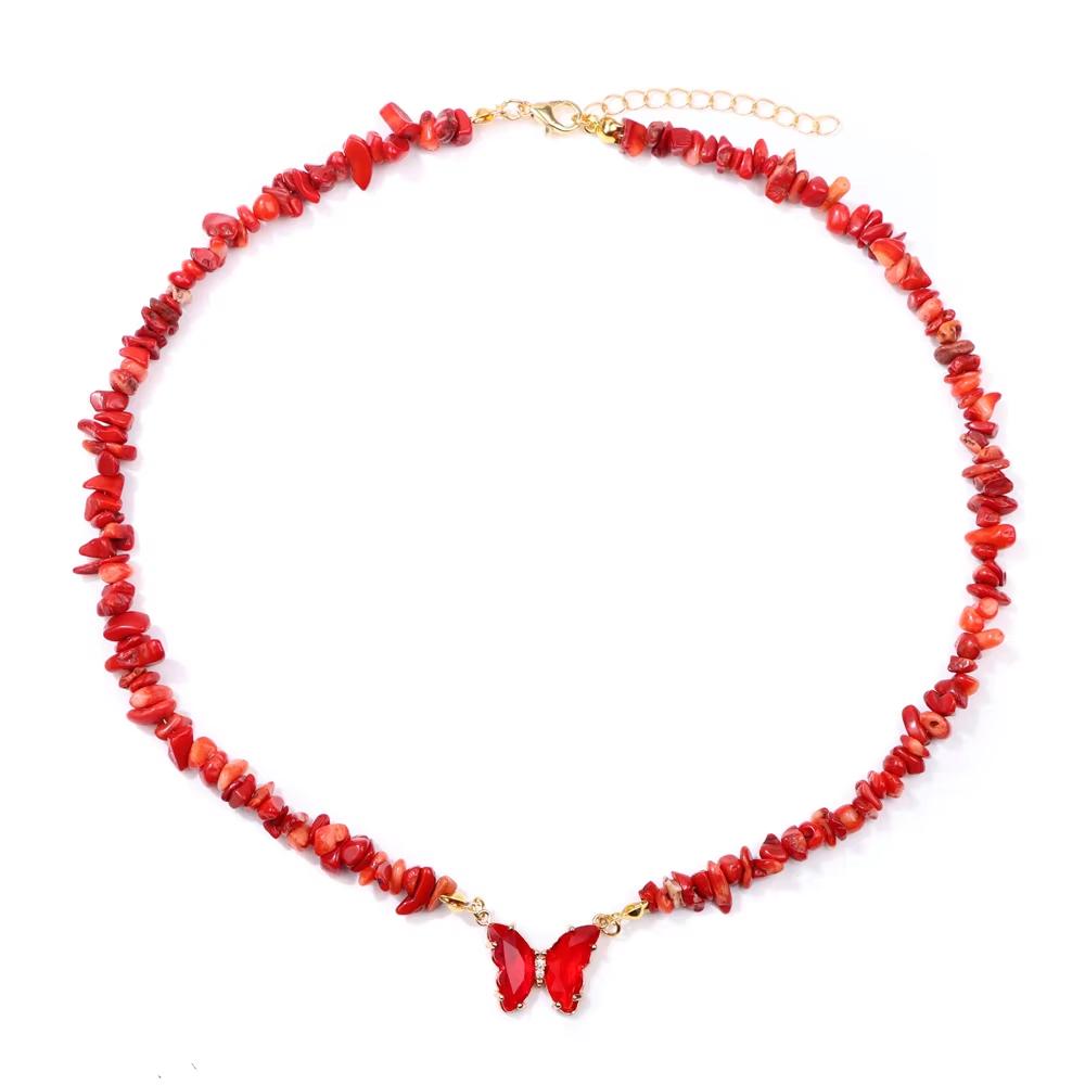 Bohemian Natural Stone Bead Choker Necklace Handmade Irregular Ladies Gemstones Beaded Jewelry Collar Party Friend Gift Femme