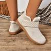 Comemore Flat Warm Padded Snow Boots Winter New Solid Color Round Head Cotton Shoes for Women Suede Casual Plus Velvet Botines