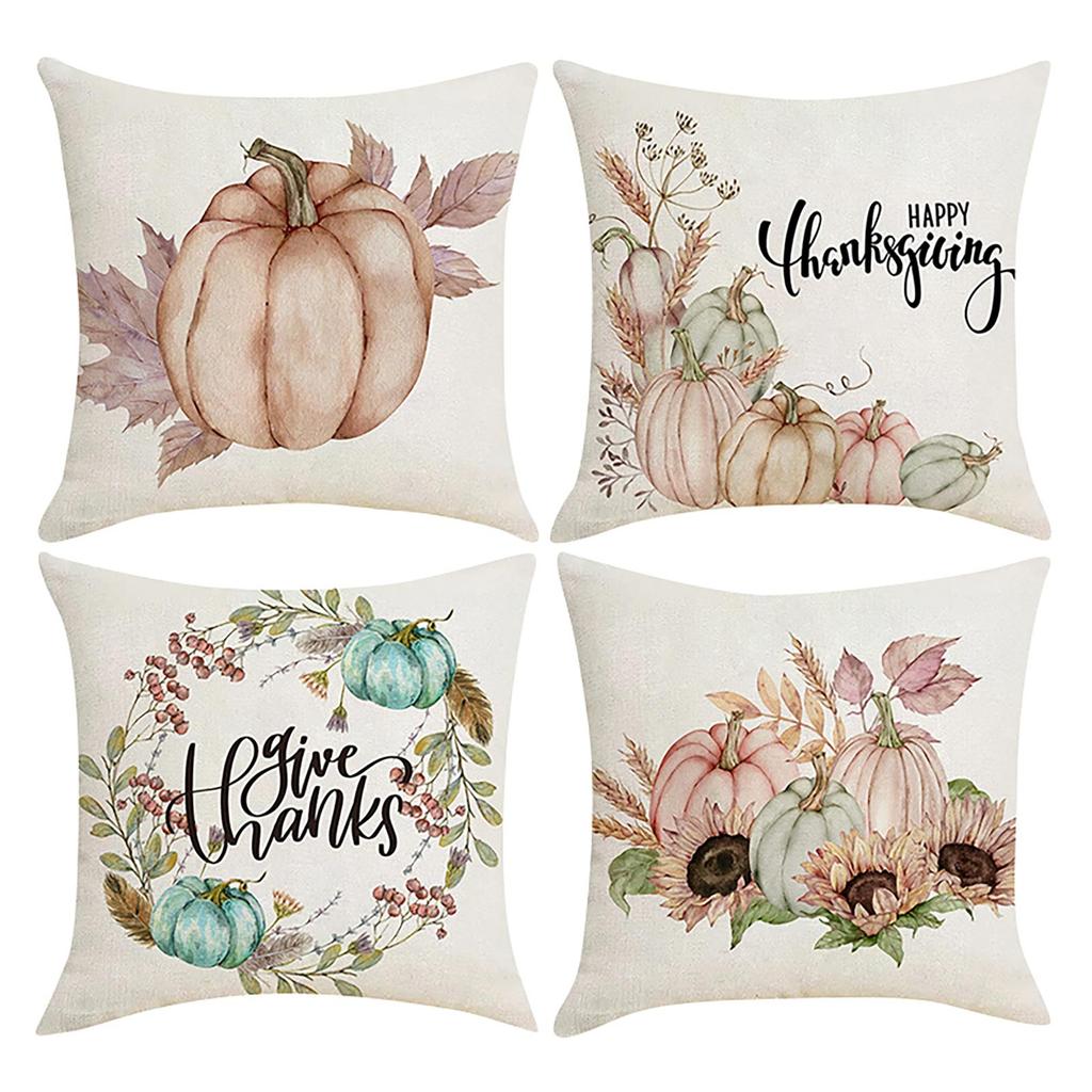 18x18 Fall Pillow Covers, Thanksgiving Decorative Throw Pillowcases, Maple Car Linen Throw Cushion Covers For Sofa Couch Home Decor, 4pcs