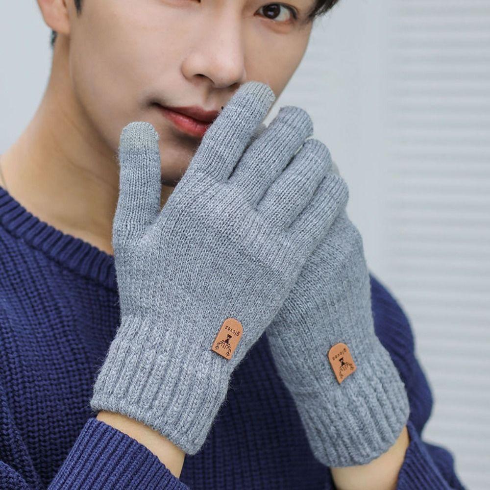 Winter Knitted Gloves Thermal Fleece Windproof Touch Screen Skiing Gloves Men Women Warm Anti-Cold Hiking Running Sport Gloves