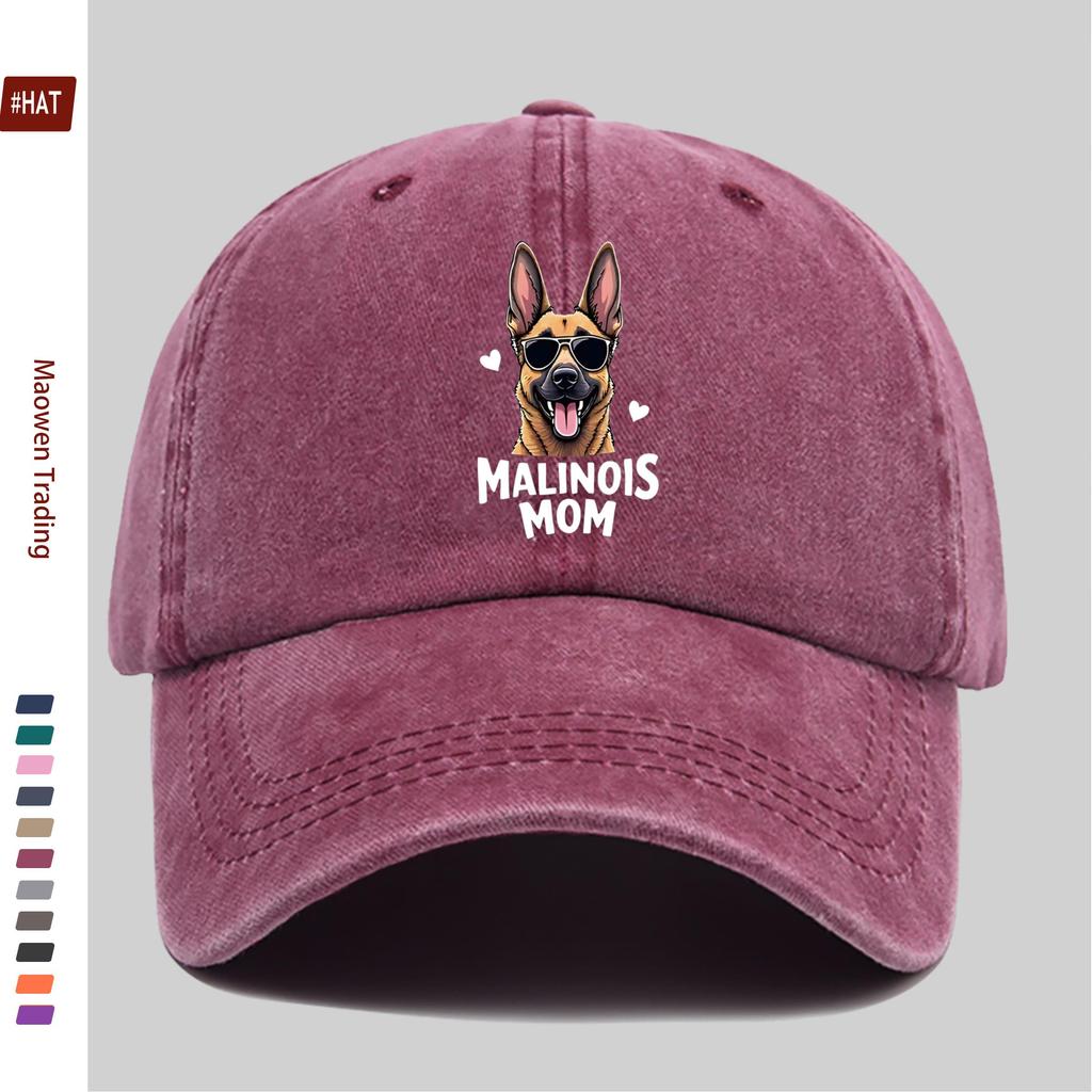 Pc Fashionable Malinois Dog Print Baseball Cap  Malinois Mom Letter Print Adjustable Buckle Closure Lightweight Polyester