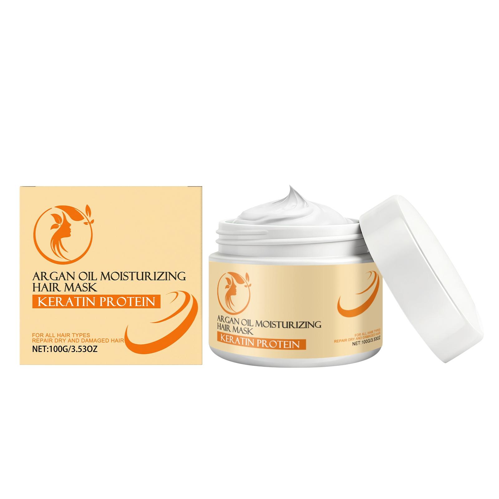 

Argan Oil Moisturizing Hair Mask with Keratin Protein Deep Conditioning Treatment for All Hair Types Nourishing Repair Hair Care 100g One Size жовтий