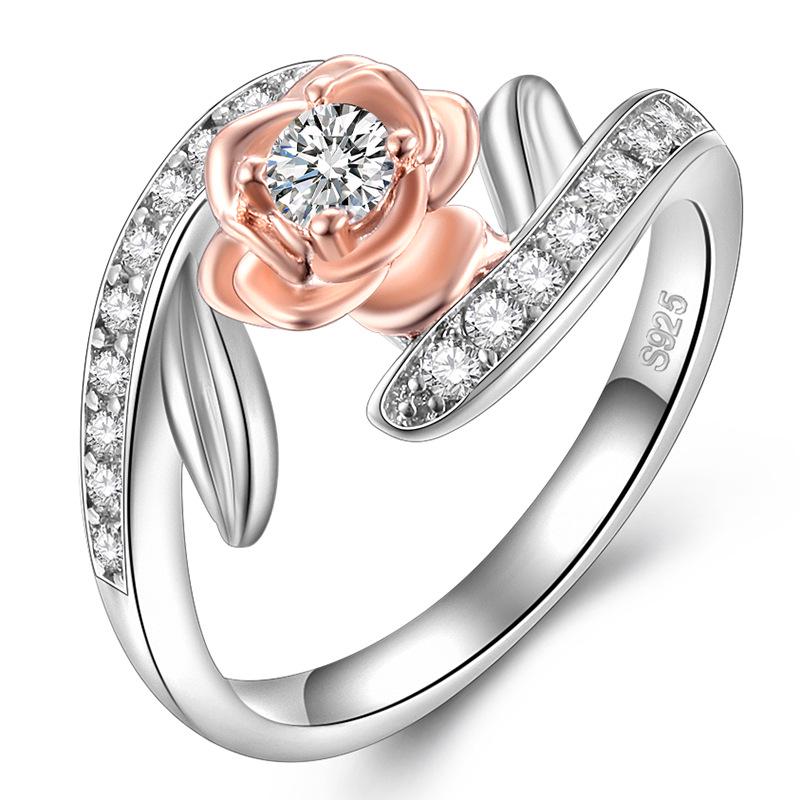 Fashion Rose Gold Ring Women'S Zircon Gift Jewelry Customization