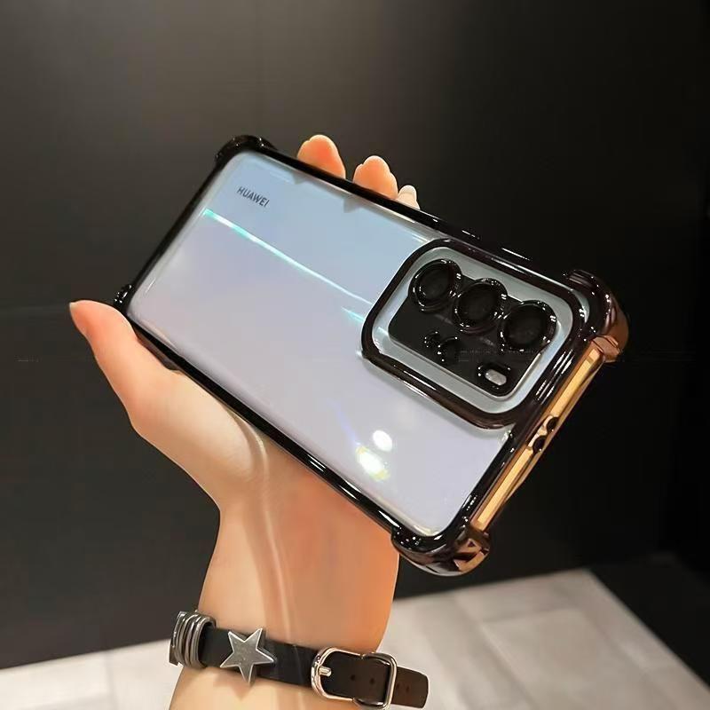 Samsung S25ultra Electroplated Mobile Phone Case Note20 Four Corner Airbag Anti Fall A73 Transparent A56 Protective Case