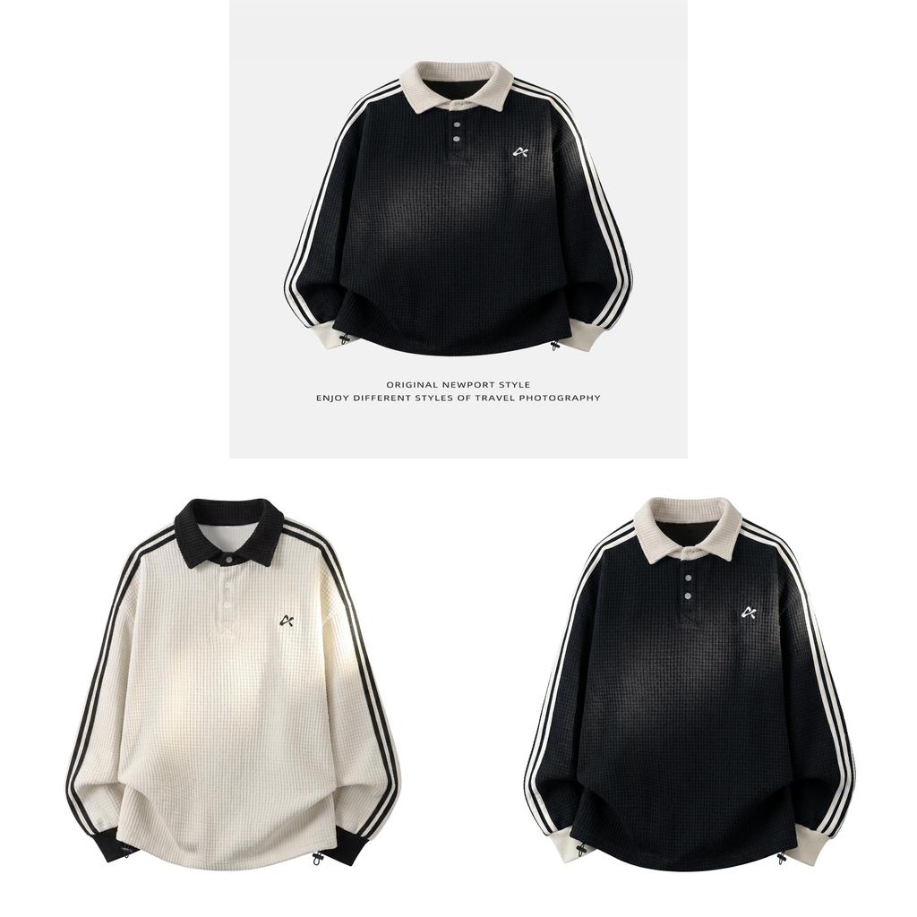 Casual Mens Fall Sweatshirt With Color Block Collar And Drawstring Hem For Youth Fashion