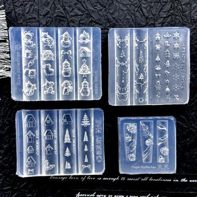 Schneemann Hütte Schneeflocken Kette 3D Nagelkunst Form - Einfach Abziehbar DIY Ornamente
