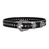 Personality Gothic Rhinestone Belts For Women Girl Fashion PU Leather Belts Western Cowboy Y2K Retro Jeans Skirt Decor Waistband