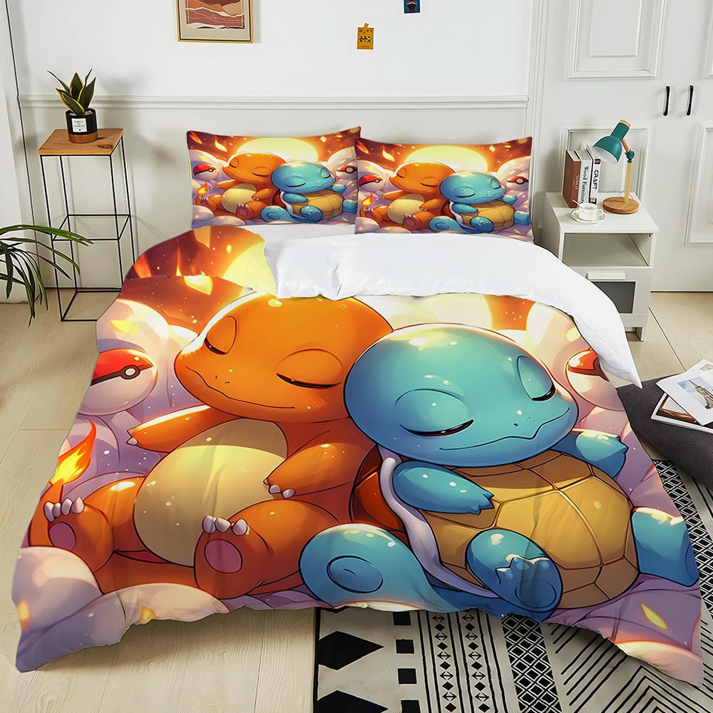 10 Sizes Pokémon Charizard Printed 3PC Bedding Set Duvet Cover  Adult Kids Birthday Gift Full Size Bedding Set Luxury for Gifts