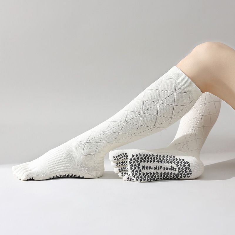 

Носки-гольфы для йоги, нескользящие, профессиональные, женские, с пятью пальцами, носки для пилатеса, носки для дома, взрослые, нескользящие носки для йоги Beige