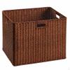 Woven Storage Baskets, Rectangular Wicker Basket with CutOut Handles, Tan Synthetic Rattan for