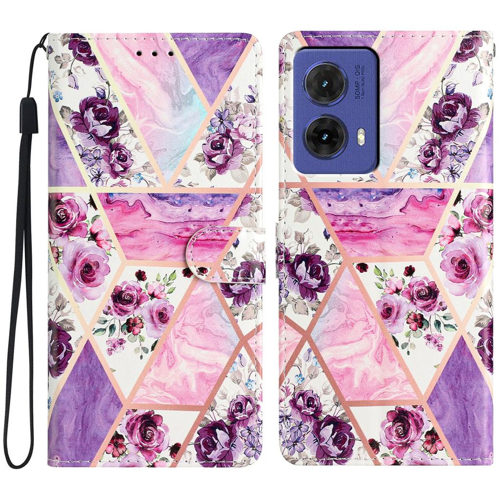 For Motorola Moto G85 5G Wallet Case PU Leather Pattern Printing Stand Phone Cover with Strap