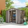 7ft x 4ft Lockable Polypropylene Garden Storage Shed Storage w/ Air Vents Steel Grey