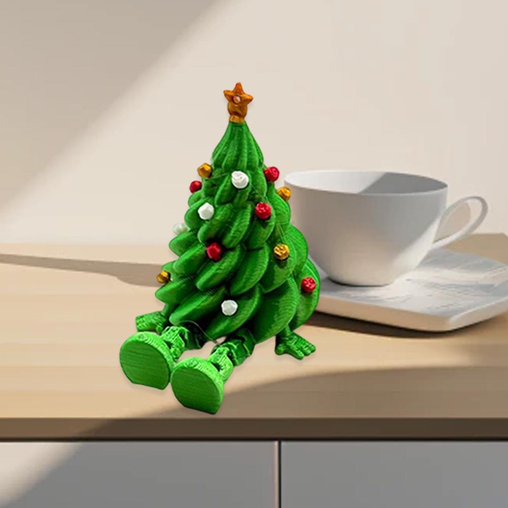 Skrivbordsdekoration Färgglad 3D-tryckt Julgran Rolig Unik Juldekoration Grön Ledad Bordsdekor Hem