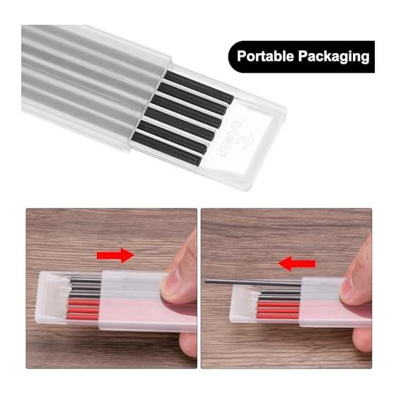 uxcell 48pcs Carpenter Pencils Refills, Mechanical Pencil Lead, 2.8mm, for Construction, Marking, Woodworking, Deep Holes, White Resin, 120mm Length,