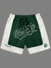 Men Gothic Angel Graffiti 3D Print Mesh Beach Shorts Elastic Drawstring Loose Straight Casual Summer Board Shorts