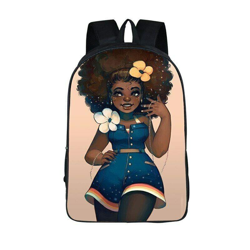 Afro-Afrikanische Schönheit Schwarze Prinzessin Wasserdichter Schulrucksack Mit Verstellbaren Schultergurten